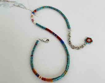 Herringbone Mini Bead Rope Necklace, Little Luxuries, Colorful Miyuki Handwoven Choker, Everyday Bohemian Jewelry, Birthday Gift Her