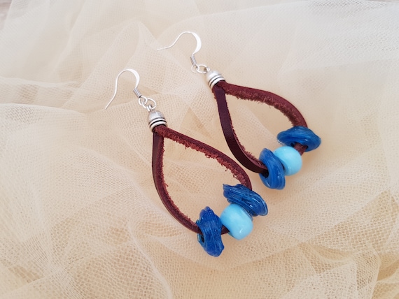 Leather Open Hoop Earrings Beaded Earrings Teardrop Jewelry,Top Selling Items