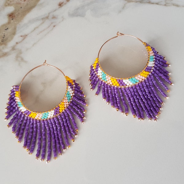Bohemian Long Tassel Beaded Earrings – Handmade Boho Statement Dangle Earrings For Women, Big Fringe Jewelry - View #4