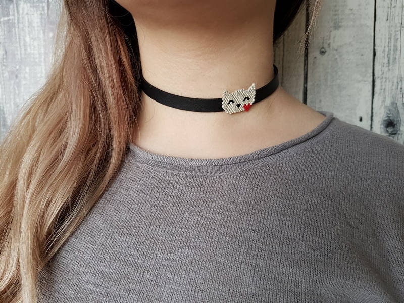 Cat Necklace Collar Choker Pet Jewelry Cat Owner Gift Etsy