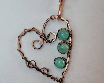 Green Adventurine Heart in Antiqued Copper