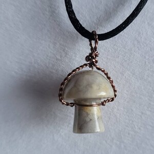 Agate Mini Mushroom in Antiqued Non-tarnish Copper Wire Wrapped Pendant