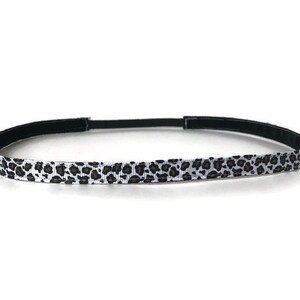 Skinny Headband. Non-Slip Headband. Best Headband. Yoga Headband. Workout headband. Fitness Headband. Gifts for Her. White Leopard Print. image 1