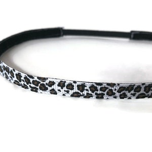 Skinny Headband. Non-Slip Headband. Best Headband. Yoga Headband. Workout headband. Fitness Headband. Gifts for Her. White Leopard Print. image 2