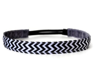 Best Women's Headband. Non-Slip Headband. Workout headband. Yoga Headband. Running Headband. Best Headband. Black and White Chevron Headband