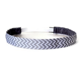 Women's Running Headband. Nonslip Headband. Workout headband. Yoga Headband. Fitness Headband. Best Headband. Grey and White Chevron