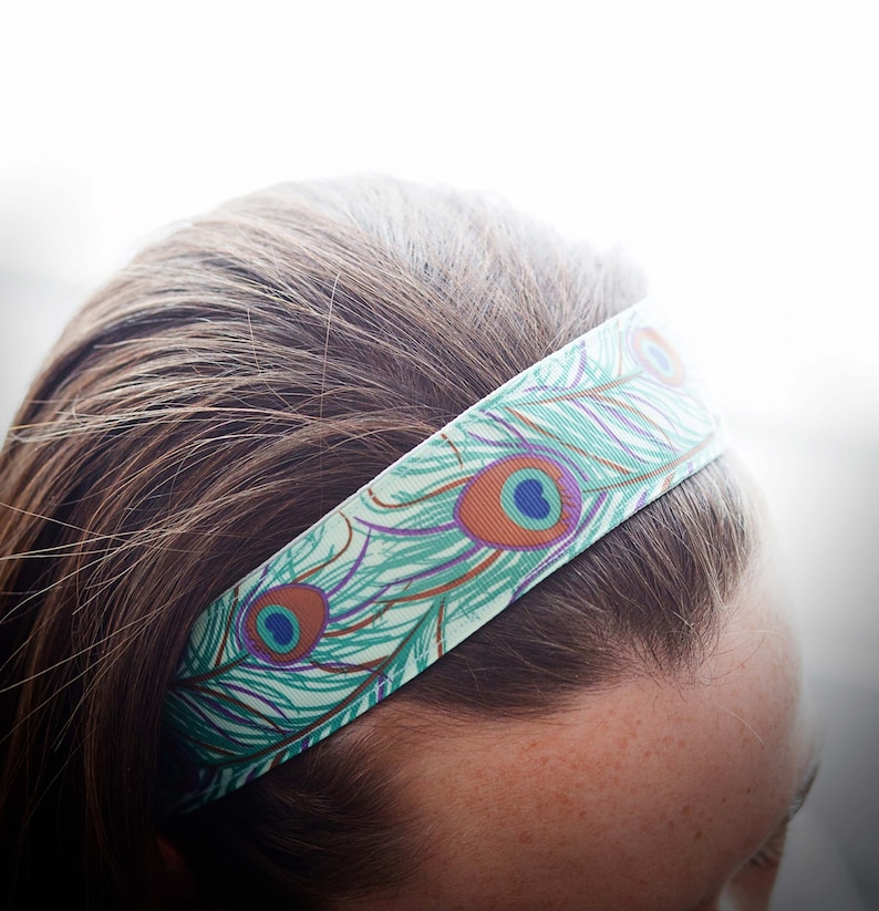 Wide Running Headband. Non-Slip Headband. Best Headband. Yoga Headband. Workout headband. Fitness Headband. Black and White Floral image 5