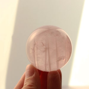 Star Rose Quartz Sphere Gemmy Pink Quartz from Madagascar with Asterism Rare Star Refraction image 2