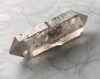 Enhydro Tibetan Carbon Quartz Crystal - Double Terminated, Carbon-Included Rare Quartz with Moving Bubble - Himalayas