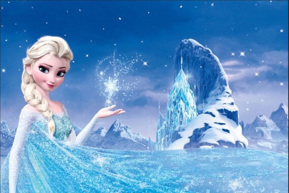 Frozen Backdrop Birthday party Photography kids Princess party banner Anna Elsa 5ft x 7ft Printed Il_570xn