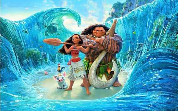 Moana Backdrop Birthday party Photography Moana summer party banner 5ft x 7ft Printed Il_570xn