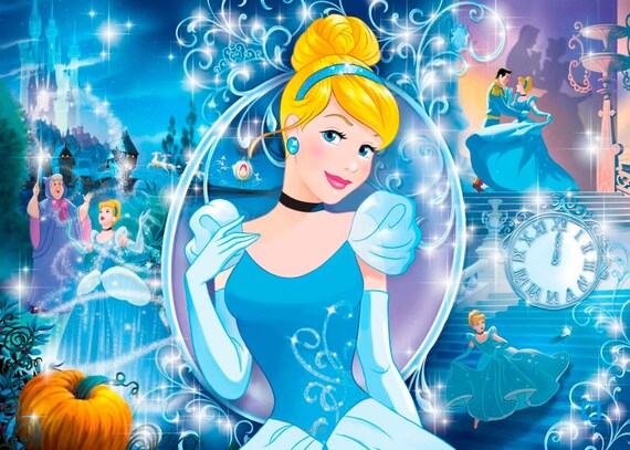 Cinderella Backdrop Birthday party Photography kids Princess party banner Cinderella 5ft x 7ft Printed Il_570xn