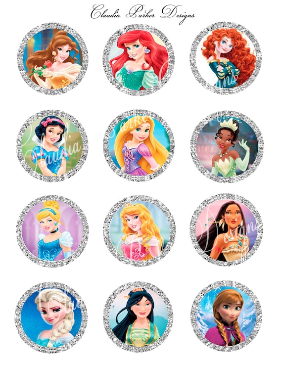 items-similar-to-disney-princess-cupcake-toppers-disney-princess-2-inch-circles-disney