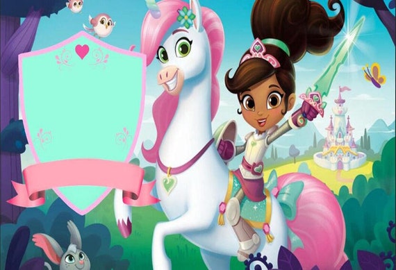 Nella Backdrop Birthday party Photography kids Nella the Princess Knight party banner 5ft x 7ft Printed Il_570xn