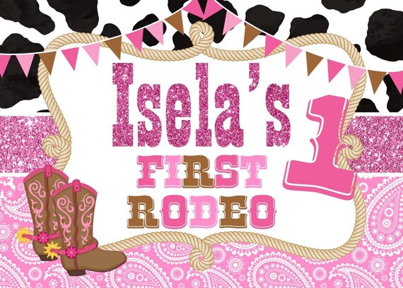 Cowgirl backdrop 1st birthday party Photography western girl rodeo party banner 5ft x 7ft Printed Il_570xn