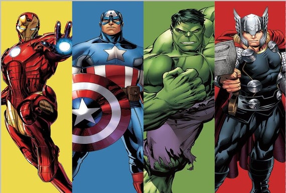 Avengers Backdrop Birthday party retro super hero backdrop Photography kids hulk iron man capatain america party banner 5ft x 7ft Printed Il_570xn