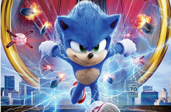 Sonic Backdrop Sonic Hedgehog party Photography Sonic party banner 5ft x 7ft Printed Il_570xn