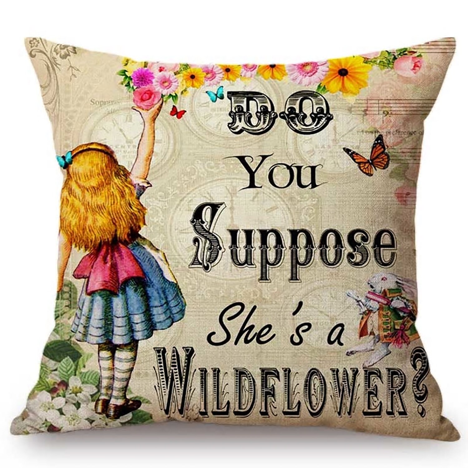 Alice im Wunderland Kissenbezug Kinderzimmer Dekor Mädchen | Etsy