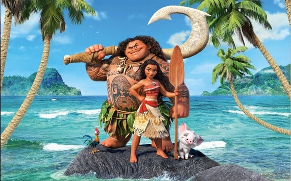 Moana Backdrop Birthday party Photography Moana summer party banner 5ft x 7ft Printed Il_570xn