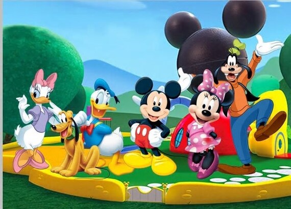 Mickey Clubhouse backdrop party Photography Mickey mouse party banner 5ft x 7ft Printed Il_570xn