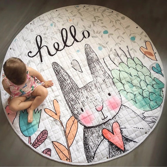 Baby Play Mat Nursery play mat storage bag nursery rug baby mat nursery mat 150cm Bunny play mat Hello Rabbit mat multi purpose Il_570xn