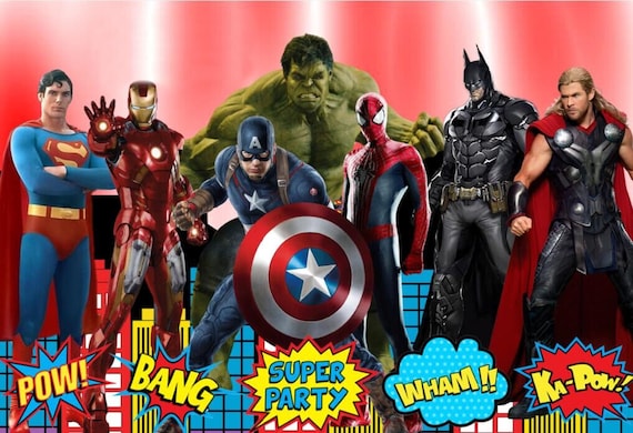 Avengers Backdrop Birthday party super hero backdrop Photography kids hulk iron man capatain america party banner 5ft x 7ft Printed Il_570xn