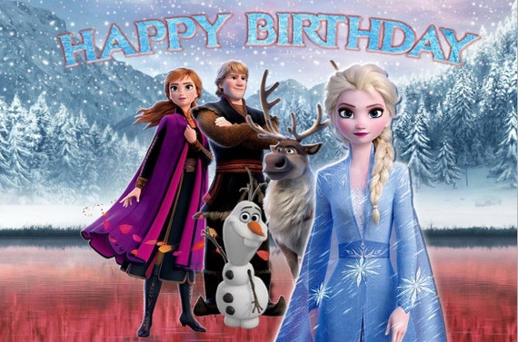 Frozen Backdrop Birthday party Photography Frozen 2 backdrop kids Princess party banner Anna Elsa 5ft x 7ft Printed Il_570xn