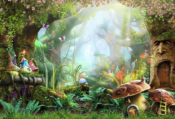 Fairy Backdrop Enchanted Garden Birthday Photography Fairy Garden party banner 5ft x 7ft Printed Il_570xn