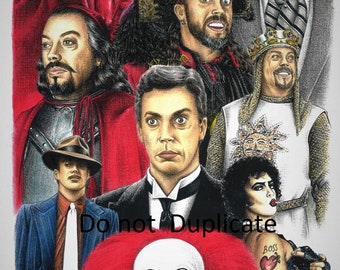 Ultimate Tim Curry montage 11 x 17 colored pencil drawing print