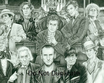 The Ultimate Doctor Who Montage 11 x 17 Pencil drawing print