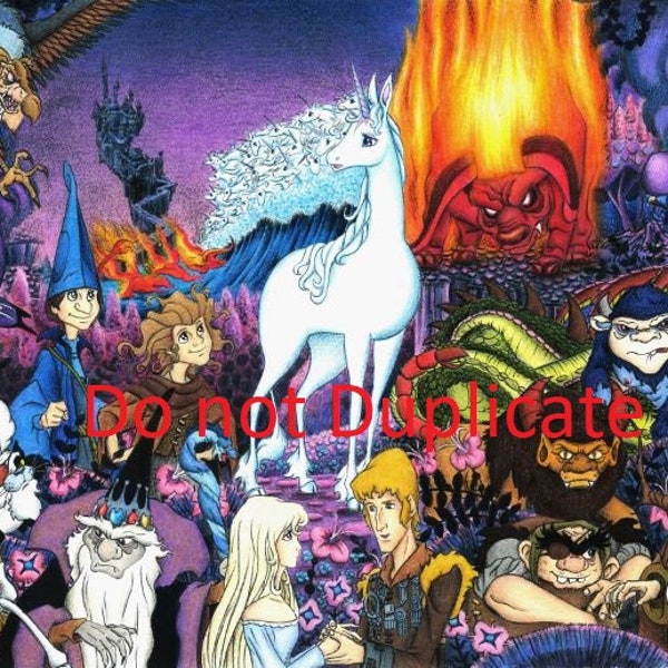 11 x 17 "The Last Unicorn" Montage colored pencil drawing print