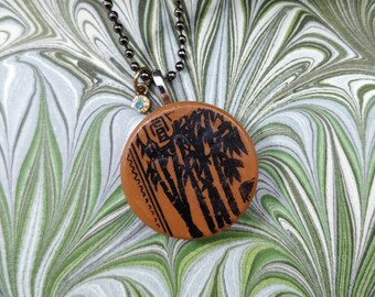 Vintage Backgammon Pendant Necklace