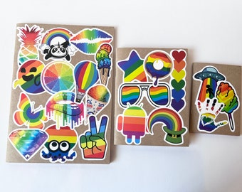 Rainbow notebook, Rainbow Journal, Rainbow paper, Rainbow Stickers