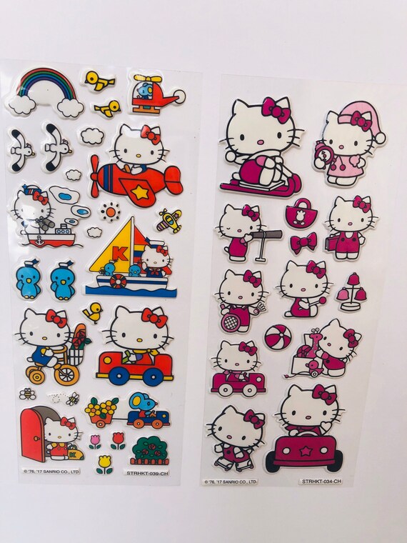 Hello Kitty Stickers, SanRio Hello Kitty, red hello kitty stickers, Vintage Hello Kitty, Hello Kitty pink stickers Il_570xn