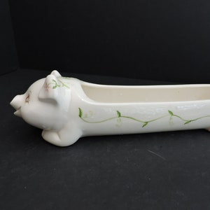 Vintage weiße Schwein Cracker Boot Lächeln Schwein Cracker Servierplatte Visitenkartenhalter GreenTreeBoutique