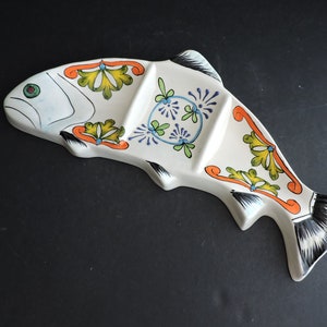 Hand Painted Fish Platter Mexico Serving Party Plate Appetizer Bowl GreenTreeBoutique