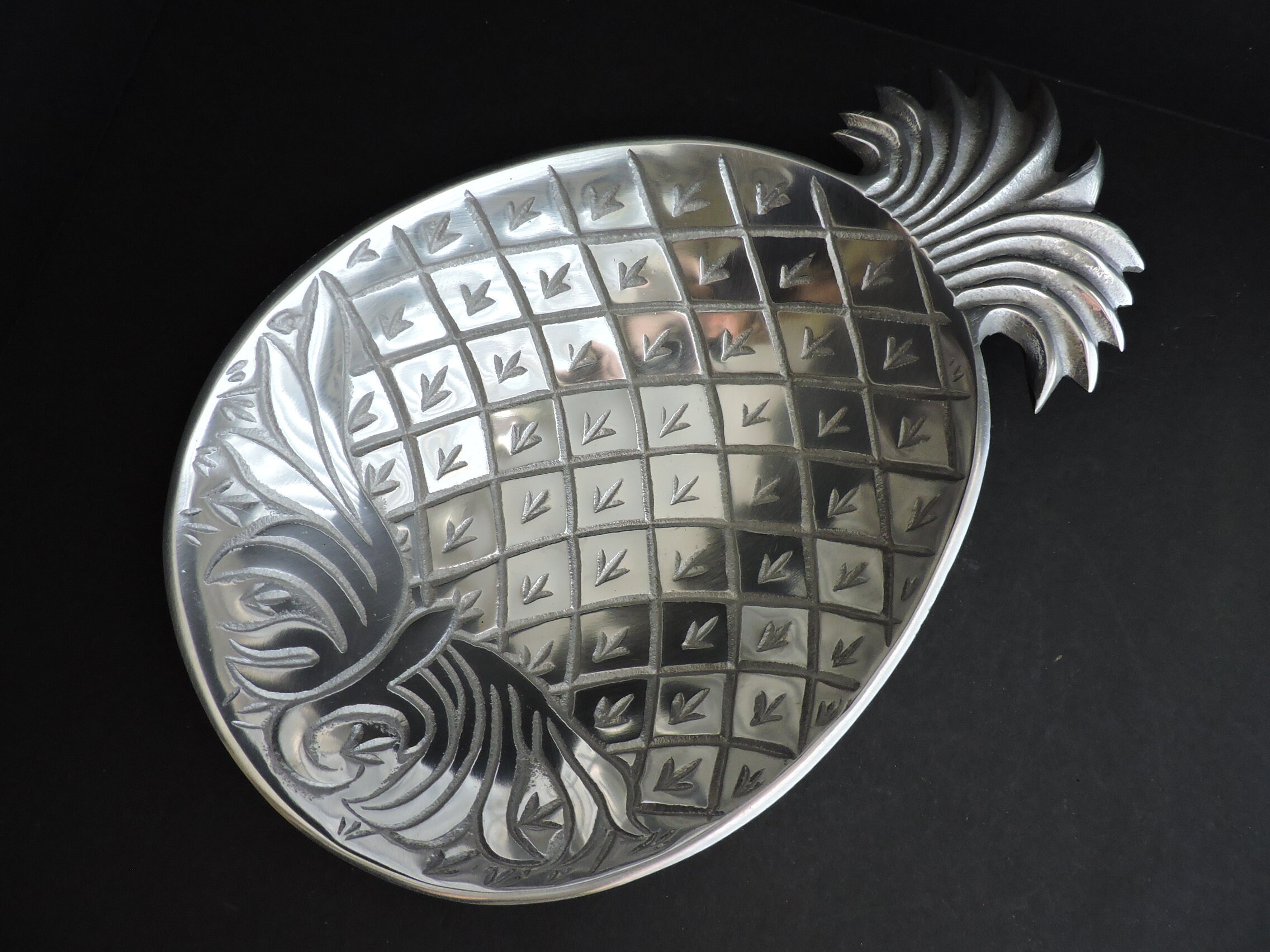 Pineapple Pewter Bowl Tropical Silver Serving Dish GreenTreeBoutique