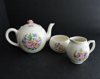 England Tea Set with Cream and Sugar Vintage Roses Tea for Two Ambassador Ware Floral Beverage Service GreenTreeBoutique