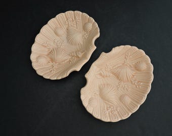 Zeepbakjes met schelpen Vintage perzikkleurige schelpvormige badkamerdecoratie GreenTreeBoutique