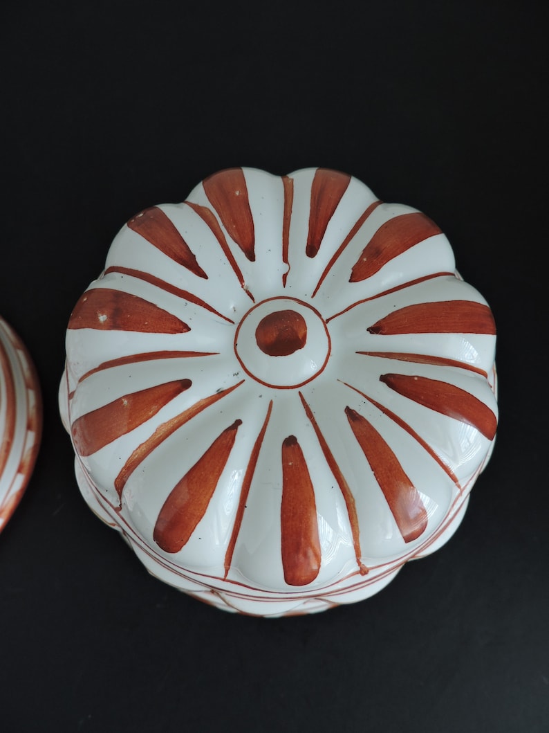 Ceramic Gelatin or Bread Molds Pair Vintage Hand Painted Etsy