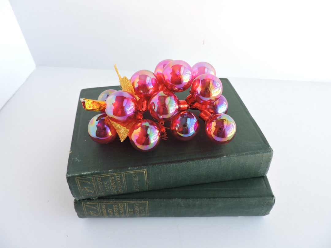 Pink Glass Grape Pod Vintage Grapes Wine Display Vineyard Symbol