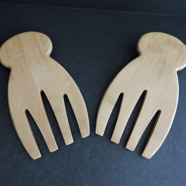 Tossers à salade en bois | Ustensiles de service de fourchette de cuisine Bear Claw | Accessoires alimentaires | GreenTreeBoutique