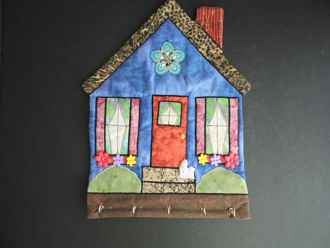 Quilted House Key Organizer Fabric Wall Rack Kitchen or Etsy