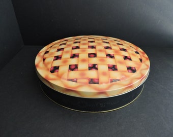 Cherry Pie Metal Tin | Kitchen Round Storage Container | Dessert Carrier | GreenTreeBoutique