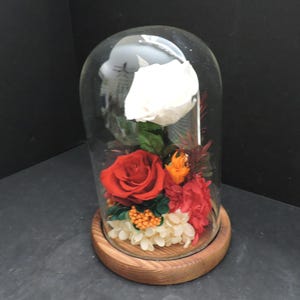 Cúpula de vidro cloche com arranjo de flores de seda decoração vintage GreenTreeBoutique