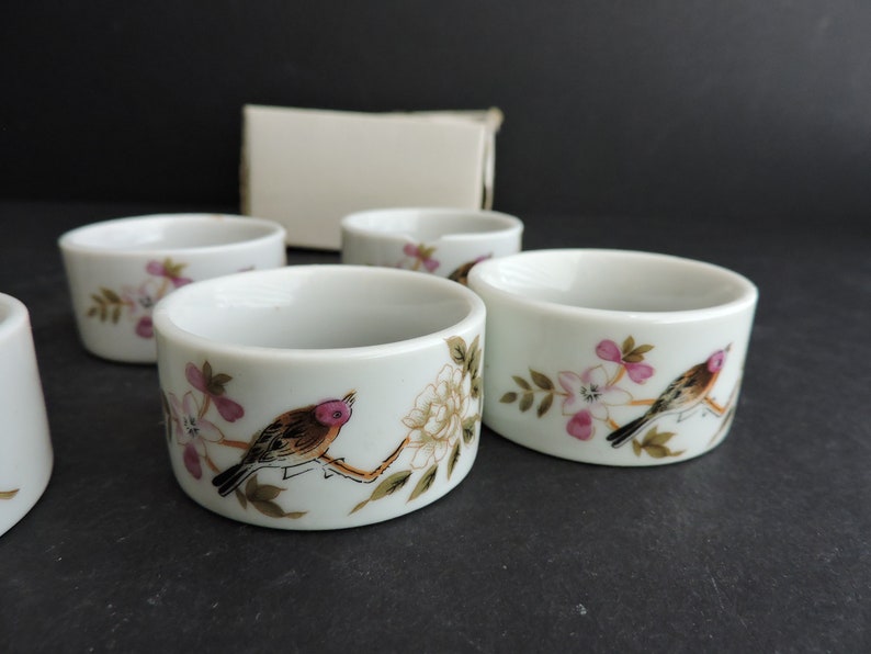 Ceramic Bird Napkin Rings Set of 6 Floral Dining Tableware GreenTreeBoutique image 2