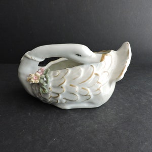 White Swan Ceramic Planter Vintage Bird Flower Container Collectible Pottery Decor GreenTreeBoutique