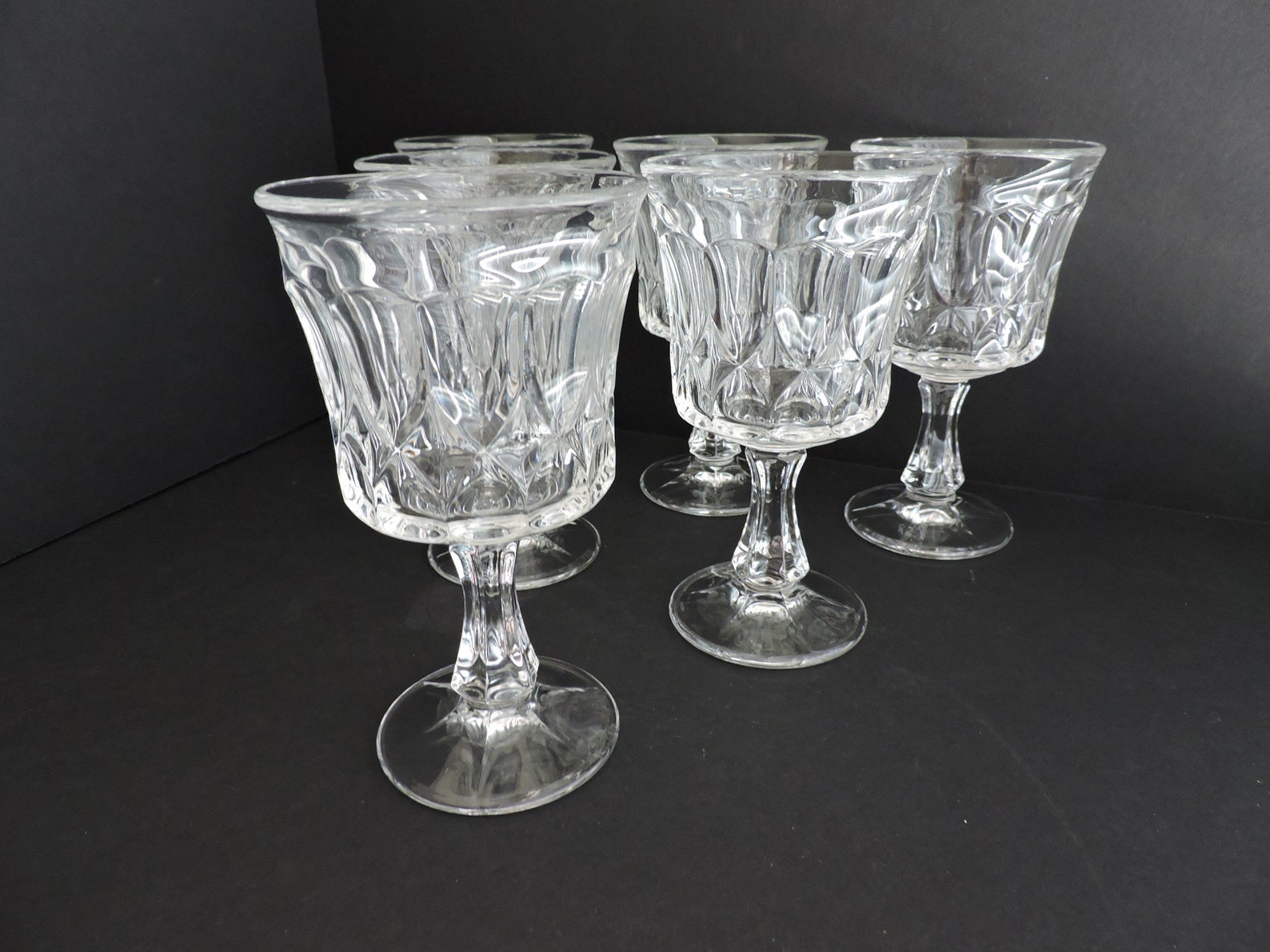 Noritake Perspective Clear Glass Water Goblets Vintage Set Etsy