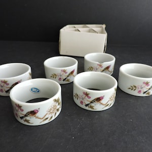 Ceramic Bird Napkin Rings Set of 6 Floral Dining Tableware GreenTreeBoutique image 1