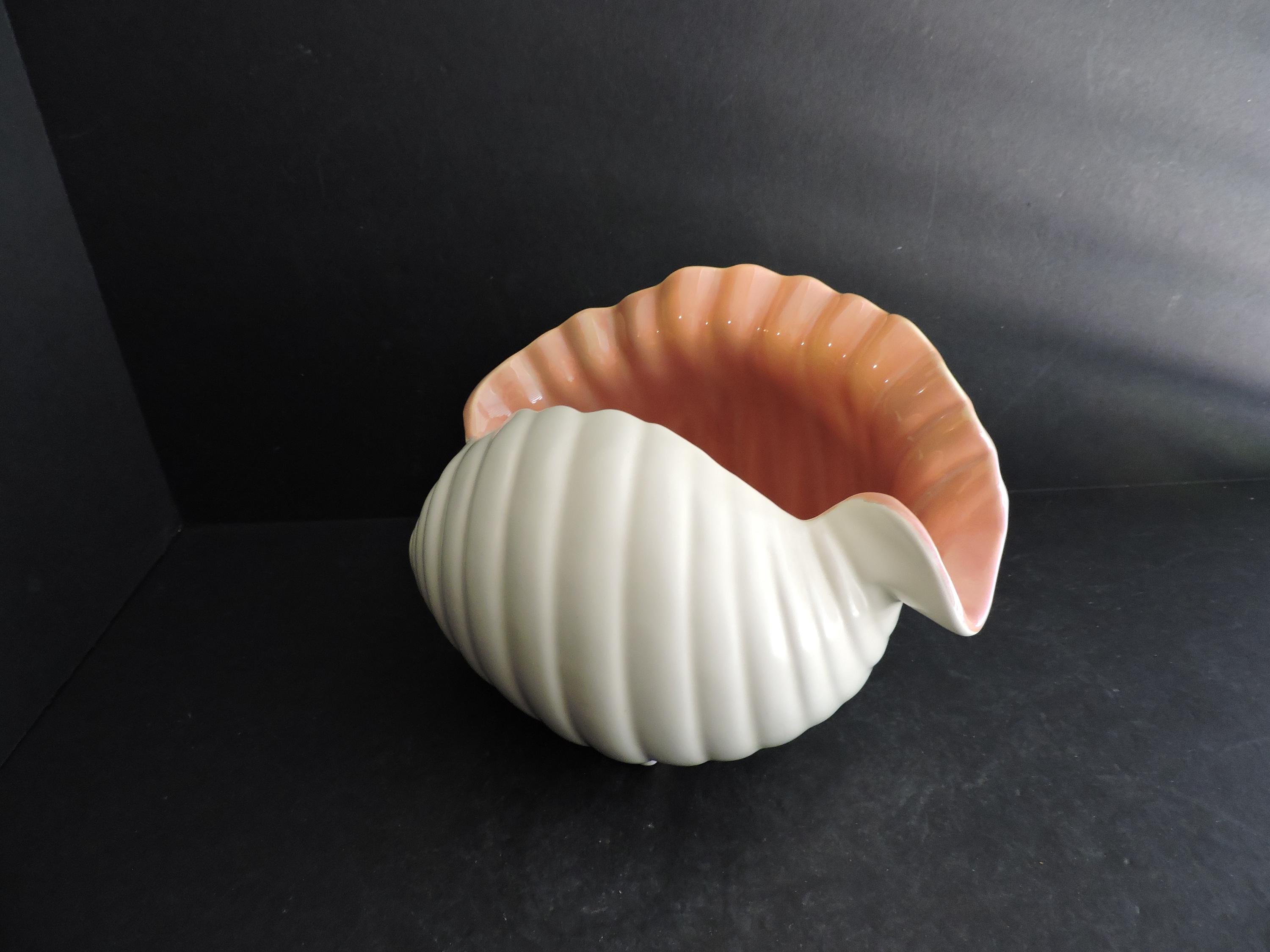 White Shell Planter Vintage Ceramic Plant Holder Coffee Table Beach ...